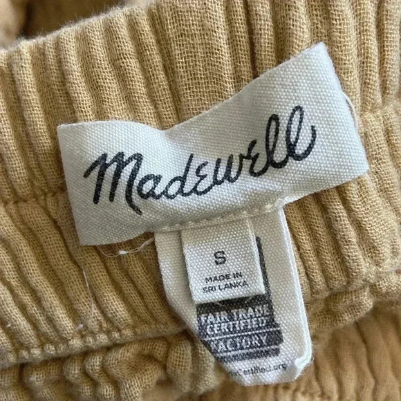 Madewell  100% Fair Trade Cotton elastic waist. Pale mustard color Size S - Picture 4 of 5